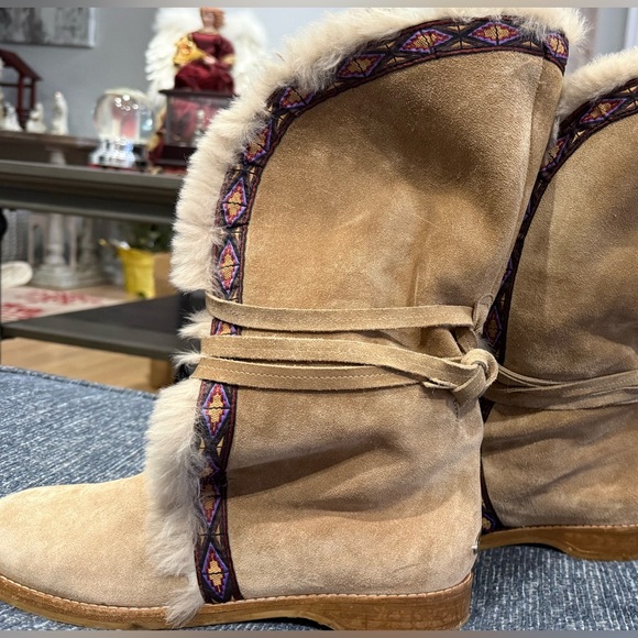 Jimmy Choo Beige Fur-Trimmed Winter Boots SZ 39 136Weekend Boot - Picture 11 of 15